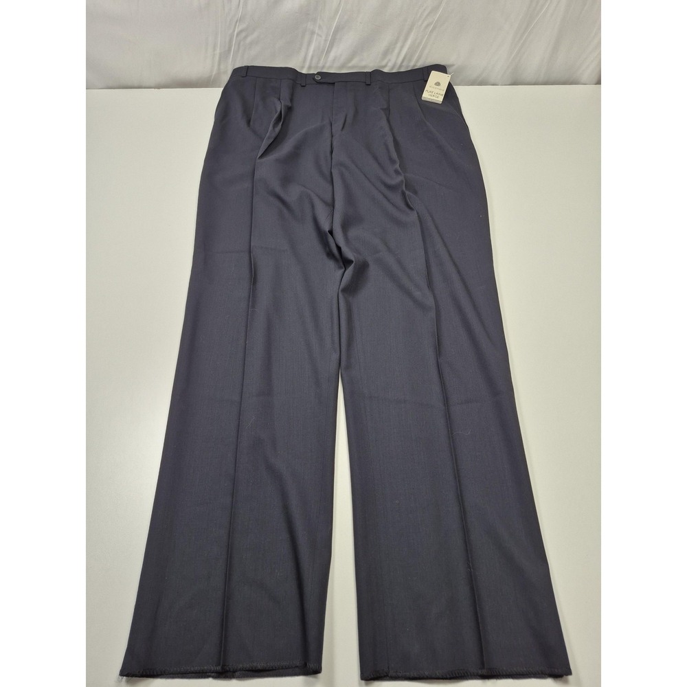 Carlo Mandrone Dress Pants Mens 44x36 Blue Wool Pleated Unhemmed Super 120s NWT